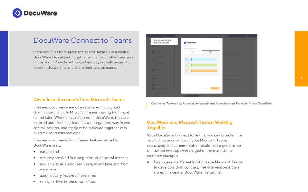 Ein Bild der Infobroschuere DocuWare connect to Teams