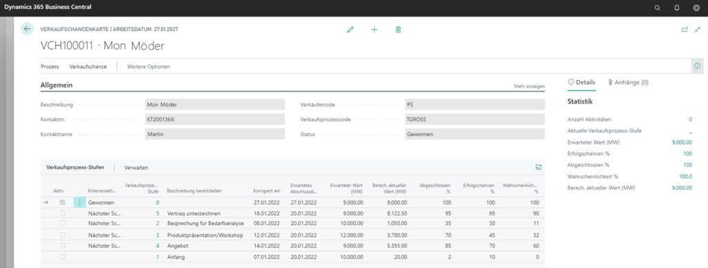 Verkaufschance in Business Central