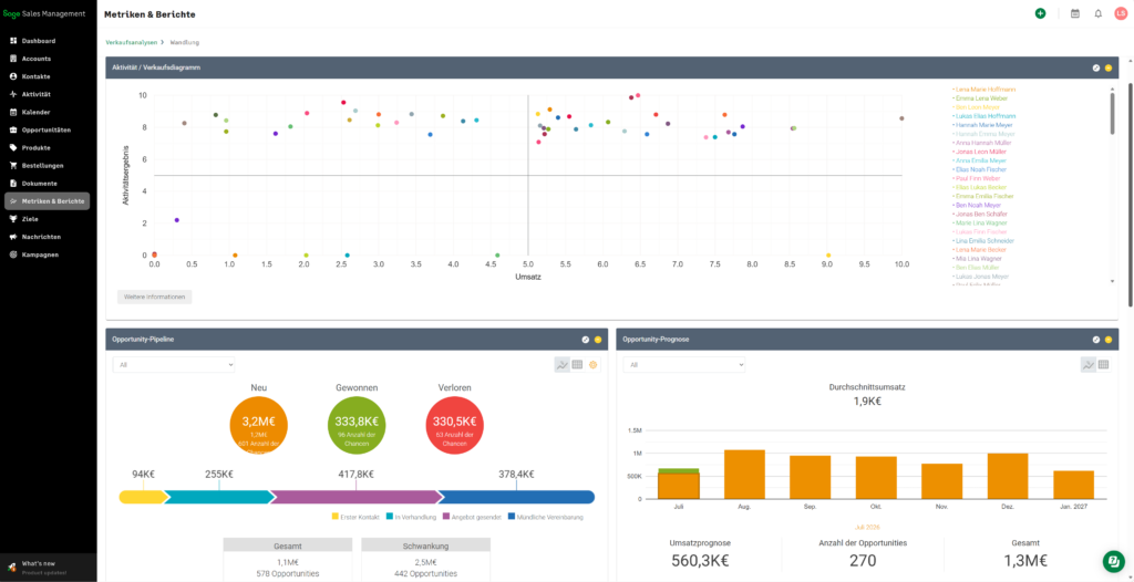 Sage Sales Manager Vertriebs Dashboard